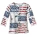 Collections Etc Women's All American Patriotic Flag Scoop Neck Sequin 3/4