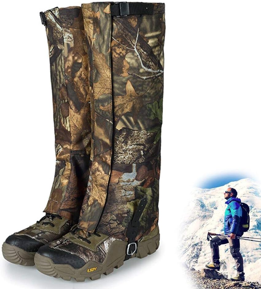 PEAKIT Hunting Leg Gaiters Waterproof Hiking Boot Gaiters Camo Snow Shoe Covers, Outdoor Skiing Gators for Men and Women (L,XL)