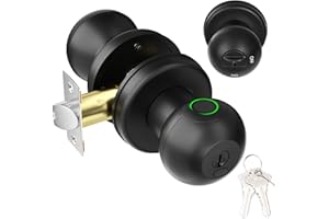 FITNATE Biometric Door Lock, Rechargeable Fingerprint Lock with Key, Smart Door Handle for Bedrooms, Offices, and Hotels