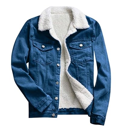 Jeansjacke Mit Fell, Bluelucon Damen Freizeit Denim Winterjacke Warm Oversize Kurzjacke Mäntel Vintage Lose Boyfriend Fellmantel Jacken Lässige Outwear