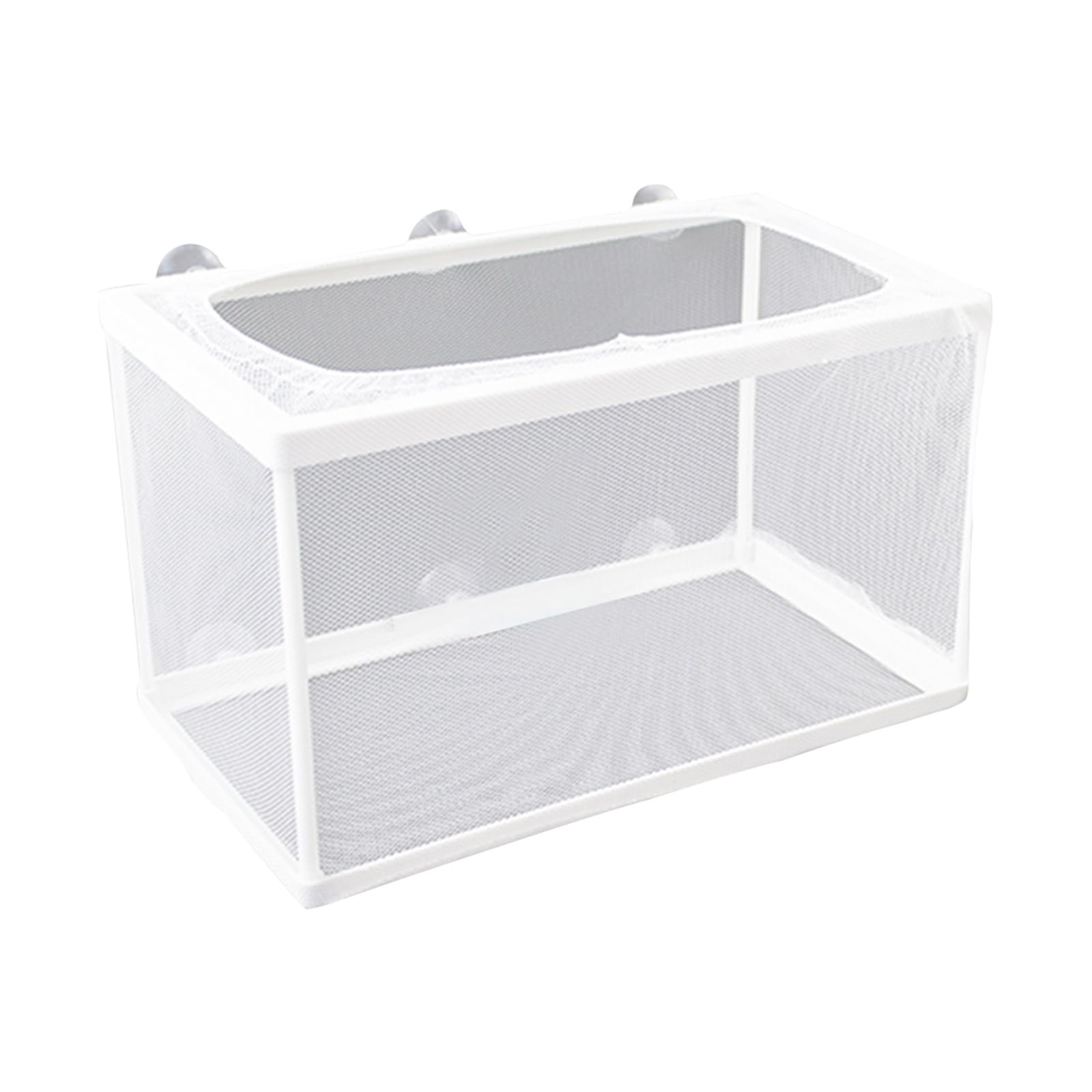 Aquarium Fry Net with Fine Mesh & Suction Cups - Transparent Isolation Box for Fish Tank