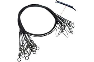 UNCLESPORTINFOF 30 PCS Stainless Steel Fishing Wire Leader Line,19.68"/100-120Lb Heavy Duty Fishing Leader Line with Rolling Swivels Insurance Snap Connect Tackle Lures Rig or Hooks