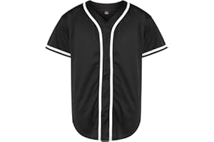QTWW INC Mens Baseball Jersey Button Down Blank Solid Color Short Sleeve Shirts Hipster Hip Hop Active Team Sports Uniforms