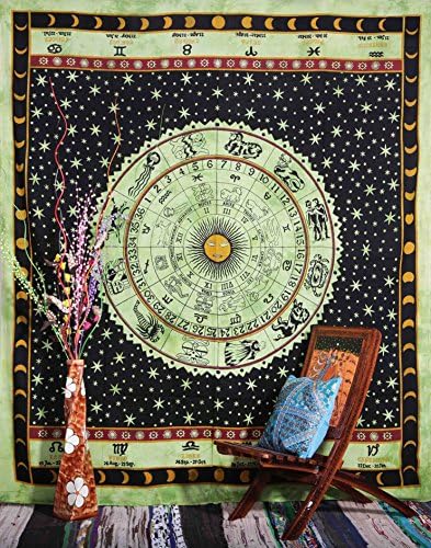 Beautiful Horoscope Zodiac Tapestry , Hippie Hippy Wall Hanging , Indian Tapestry Throw Bedspread Bed Decor Sheet...
