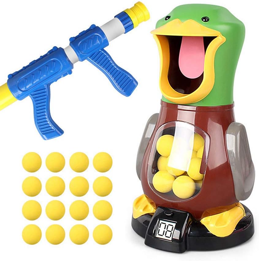 keebgyy Soft Foam Ball Shooter, with 16 EVA Soft Foam Balls, Creative Duck Shaped Multiplayer Games Set, for Kids Girls Boys(Batteries not Included)