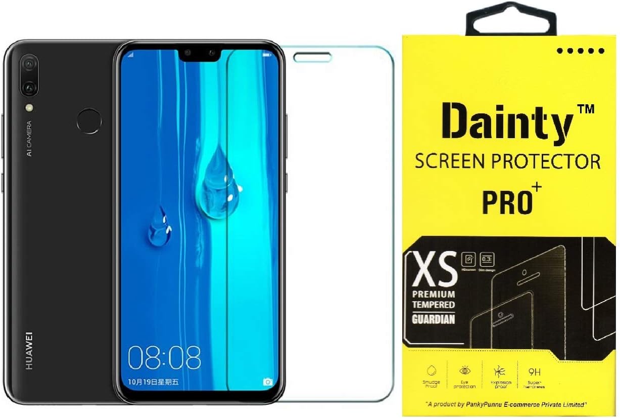 Dainty Tempered Glass Screen Guard Gorilla Protector for Huawei Y9 2019 with Easy Installation Kit (Full Screen Coverage Except Edges - 11D Original Temper) (Transparent) (Pack of 1)