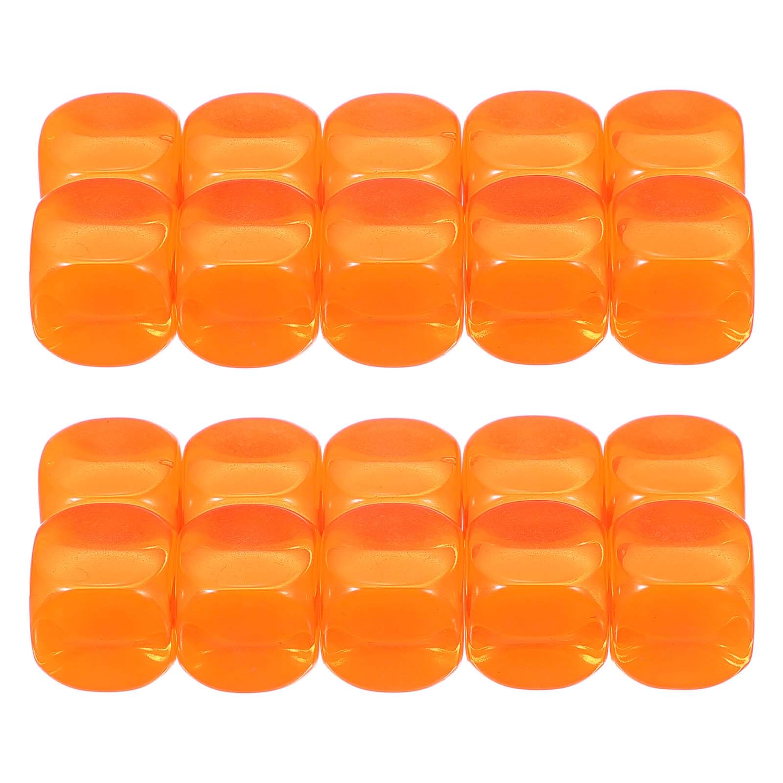 PATIKIL 16 mm Clear Acrylic Dice Blank, 100 Pcs Standard Game Dice Rounded Corner with Smoothed Surface Six Sided for Board Games Teaching, Orange