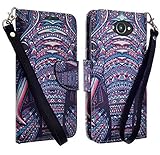 iViva presents Motorola Droid Turbo XT1254 Wallet Case Luxury Magnetic Wallet PU Leather Credit Card Holder Flip Pouch Case Cover + A Clear Screen Protector + A Stylus Pen (Tribal Elephant)