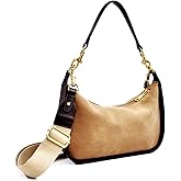 RosCelesty Suede Crossbody Bag, Suede Handbag, Small Shoulder Purse With Leather Handle And Adjustable Wide Strap