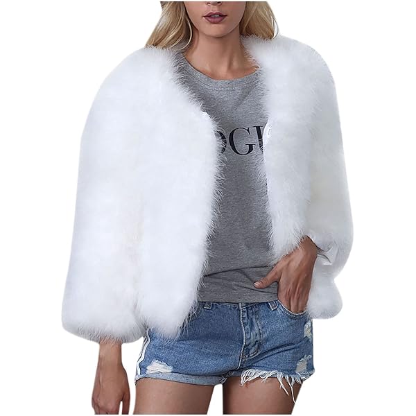 Juebong Womens Elegant Faux Fur Coat Sexy Open Front Cardigan