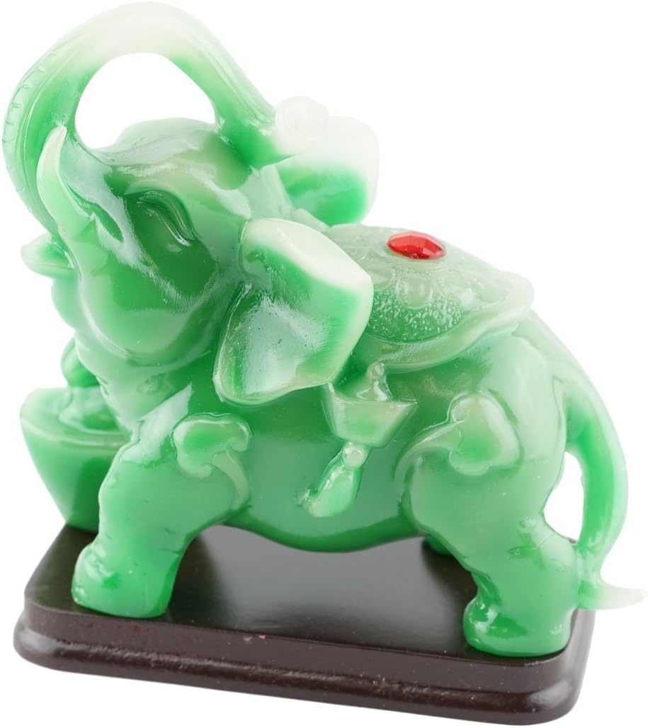 Jackpot Jade Mineral Green Elephant Figurines Statute for