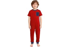easyforever Special Needs Adaptive Clothing for Kids Boys Short Sleeve Anti-Strip Romper Long Leg Jumpsuit with Zip Back