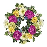 Yellow and Purple Rose Floral Wreath