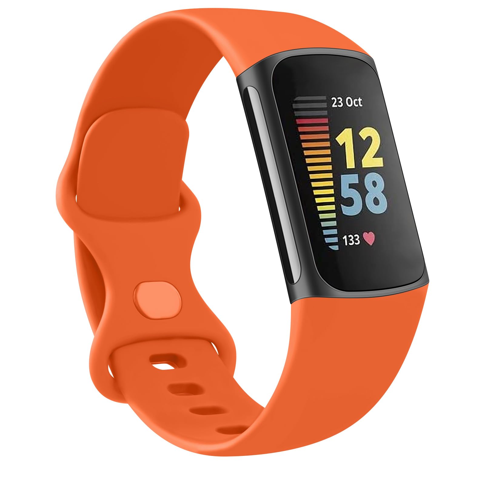 AK Straps Compatible with Fitbit Charge 5 Strap for Women and Men, Soft TPU Silicone Replacement, Sport Breathable Waterproof Adjustable Wristband for Fitbit Charge 5Orange,Large