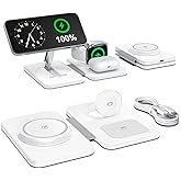 3 in 1 Magnetic Wireless Charger for Apple Multiple Devices, Foldable Fast Charging Station - Magsafe Charger Stand, Travel Charger Pad for iPhone 17 16 15 14 13 12 Series/Apple Watch/AirPods Pro