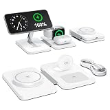 3 in 1 Magnetic Wireless Charger for Apple Multiple Devices, Foldable Fast Charging Station - Magsafe Charger Stand, Travel Charger Pad for iPhone 17 16 15 14 13 12 Series/Apple Watch/AirPods Pro