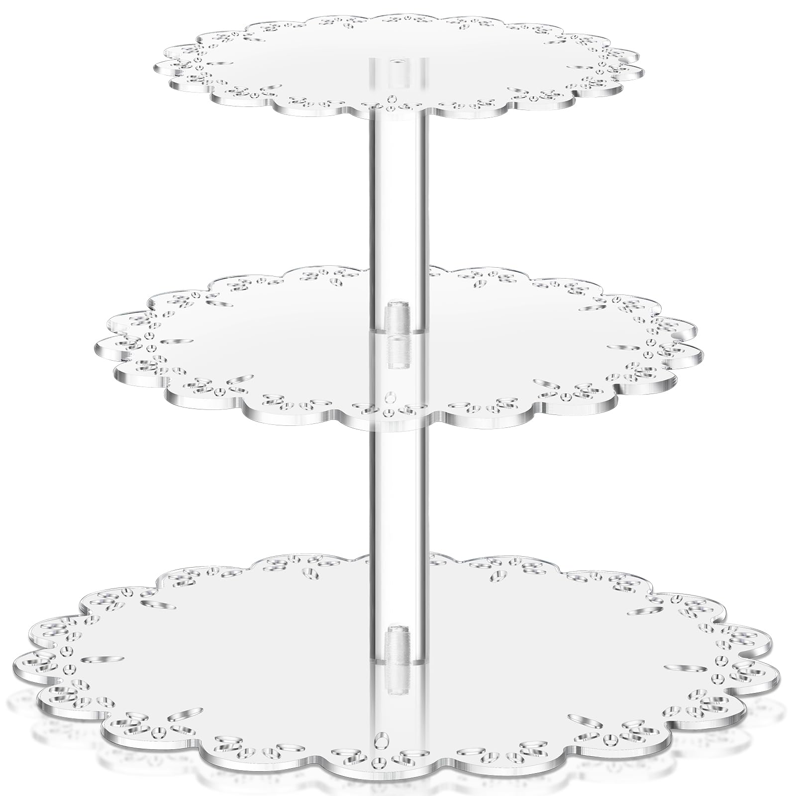 Photo 1 of Nuenen 3 Tier Acrylic Cupcake Stand Clear Round Dessert Tower for 24 Mini Cupcakes Transparent Display Dessert Holder for Wedding Baby Shower Birthday Tea Party Supplies