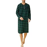 Latuza Men's Cotton Flannel Nightshirt Sleep Shirt