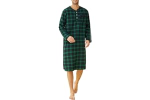 Latuza Men's Cotton Flannel Nightshirt Sleep Shirt