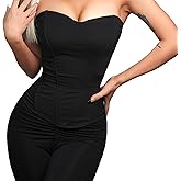 KBBYT Sexy Women's Strapless Bustier Corset Top with Padded Bust | Adjustable Zipper & Fishbone Boning Body Shaping Tube Top