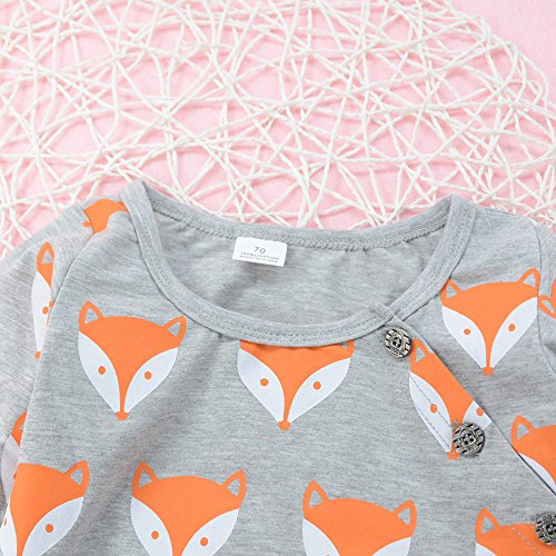 Cute Newborn Clothes Charberry Infant Baby Girl Boy Fox Print Warm Romper Jumpsuit - Thumbnail 6