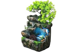 LAPYAPPE Tabletop Indoor Waterfall Fountain Decor with Rockery, Mini Desk Water Fountain for Meditation