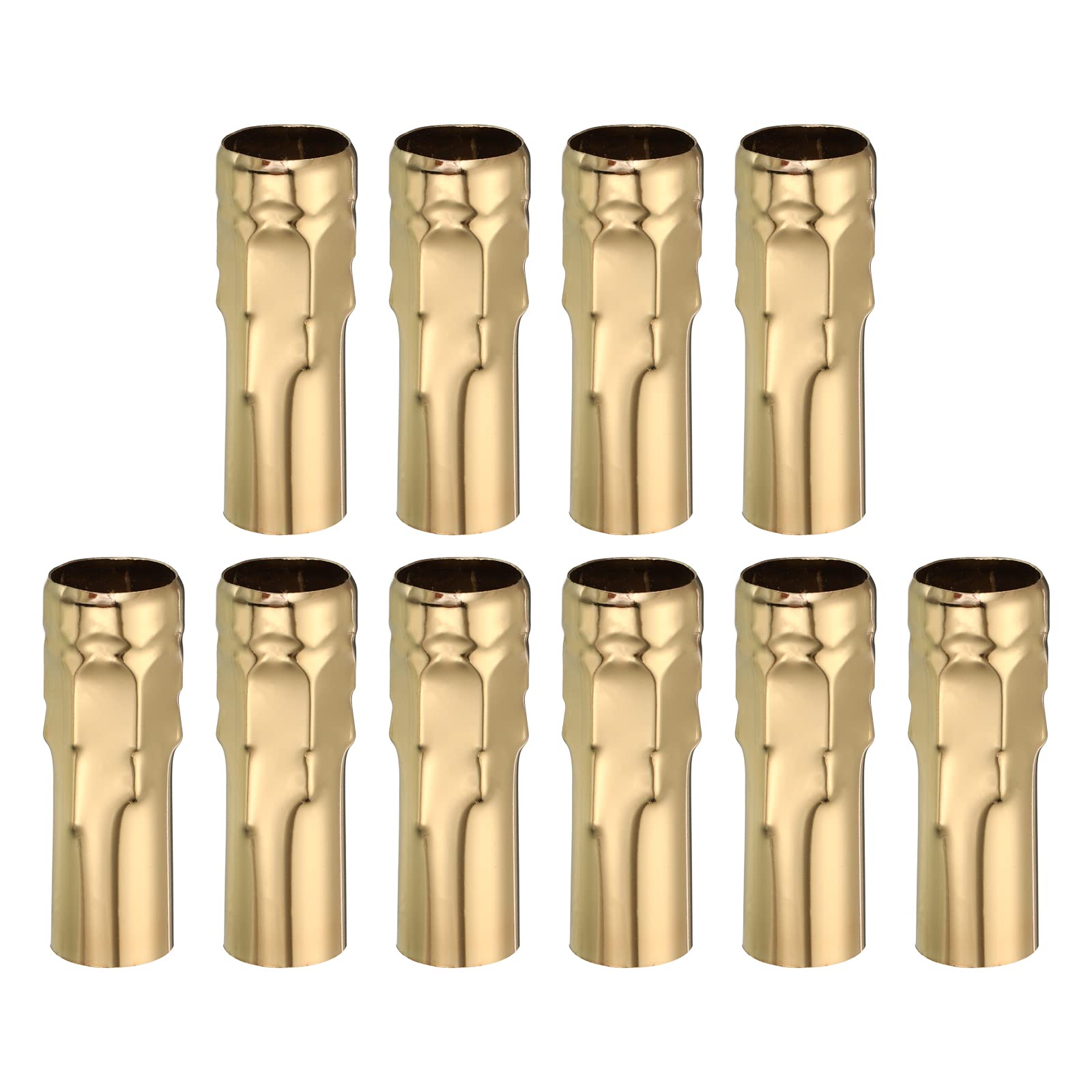 PATIKIL Candle Socket Covers, 3.9 Inch Tall Metal Chandelier Sleeves Candelabra Base Sockets Fit to Most Chandeliers, Gold Tone 10 Pcs