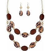 Xalroco 2 Layered Chunky Beaded Shell Necklace for Women Sea Shell blue/yellow/red/green/turquoise/teal/white Statement Necklace and Earring Set Elegant Women Necklace Set Jewelry Sets for Women