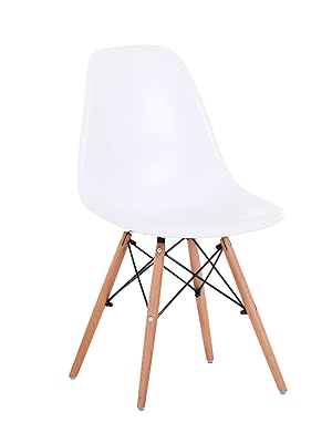 CSP Plastic Dining Chairs with Wooden Legs