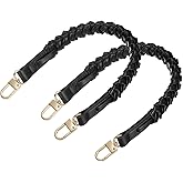 uxcell Braided Purse Strap, 2Pcs 44.7cm/17.6" Black PU Leather Replacement Handle, Short Handbag Strap Top Braided Handle with Gold Buckles for Underarm Bags, Handbags, Bucket Bags