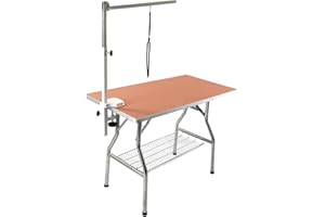 FLYING PIG GROOMING Flying Pig 32" Small Size Heavy Duty Stainless Steel Frame Foldable Pet Grooming Table (32"x21",Orange)