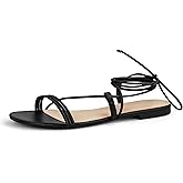 PARTY Women's Strappy Sandals Lace Up Flats Tie Up Open Toe Ankle Strap Shoes