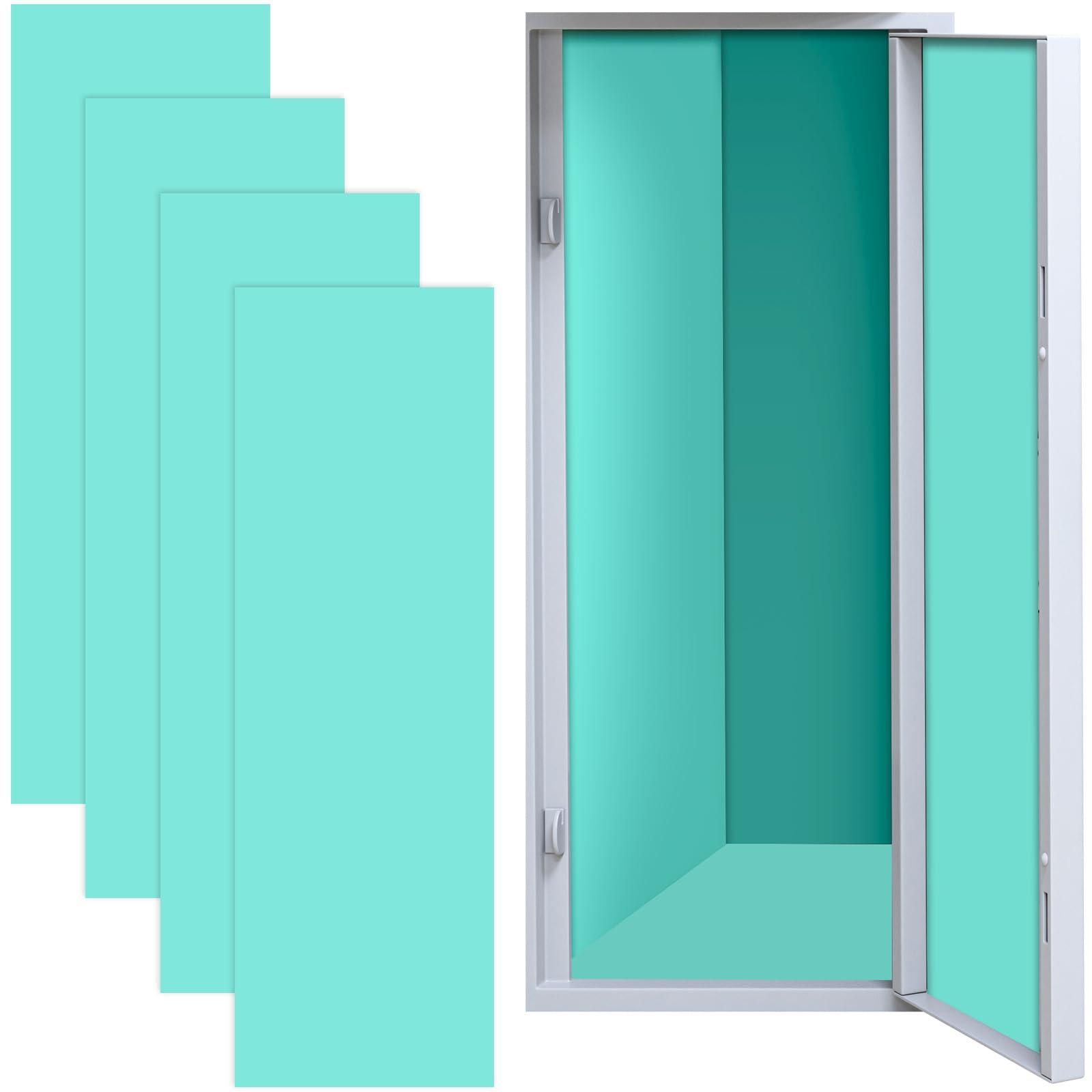 Photo 1 of AmazingSpark 4 Pcs 36 x 12 Inches School Locker Magnetic Wallpaper Removable Locker Accessories Decor Wall Magnetic Sticker Trimmable Easy Install for Student School University Office(Teal)