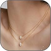 NORLSO Gold Layered Necklaces for Women Diamond Necklace Dainty 14K Gold Plated CZ Pendant Necklaces Snake Chain Choker Neckalce Paperclip Chain Necklace Bridesmaid Jewelry for Women