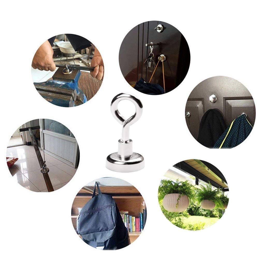 AUTIDEFY 22LBS Magnetic Hooks with Eyebolt,20 Pack Dia.16mm Heavy Duty Neodymium Rare Earth Magnets