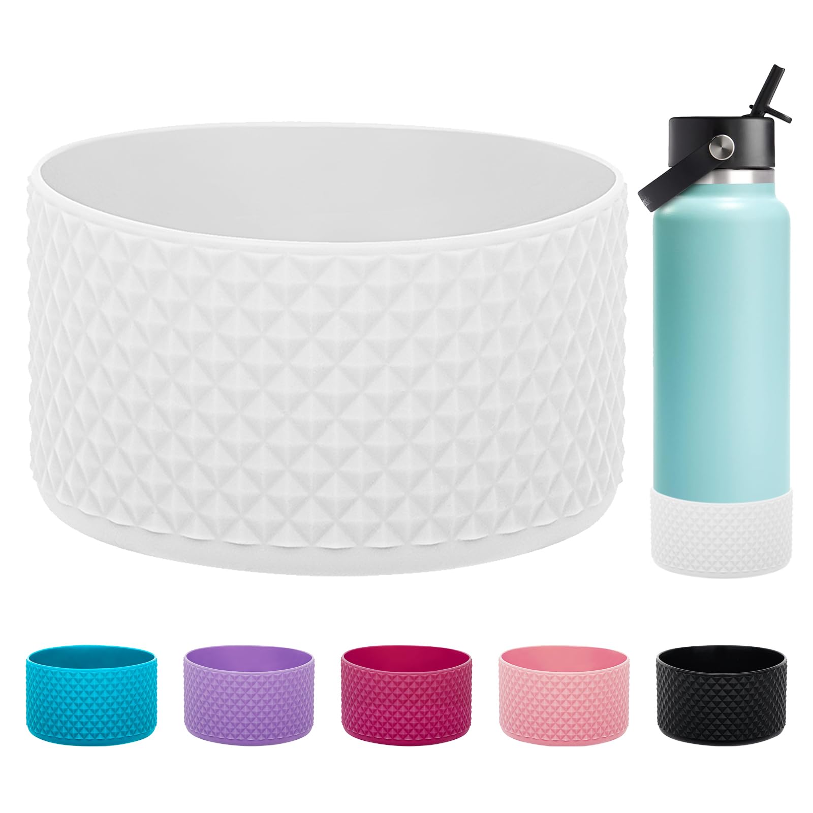 WK IEASON Protective Silicone Base Boot for Hydro Flask 32OZ 40OZ Wide Mouth, Anti-Slip Silicone Sleeve Cover Bumper for Owala Freesip/Flip/Twist 40OZ Flask Water Bottle-3.56inch Bottom Diameter — image 1