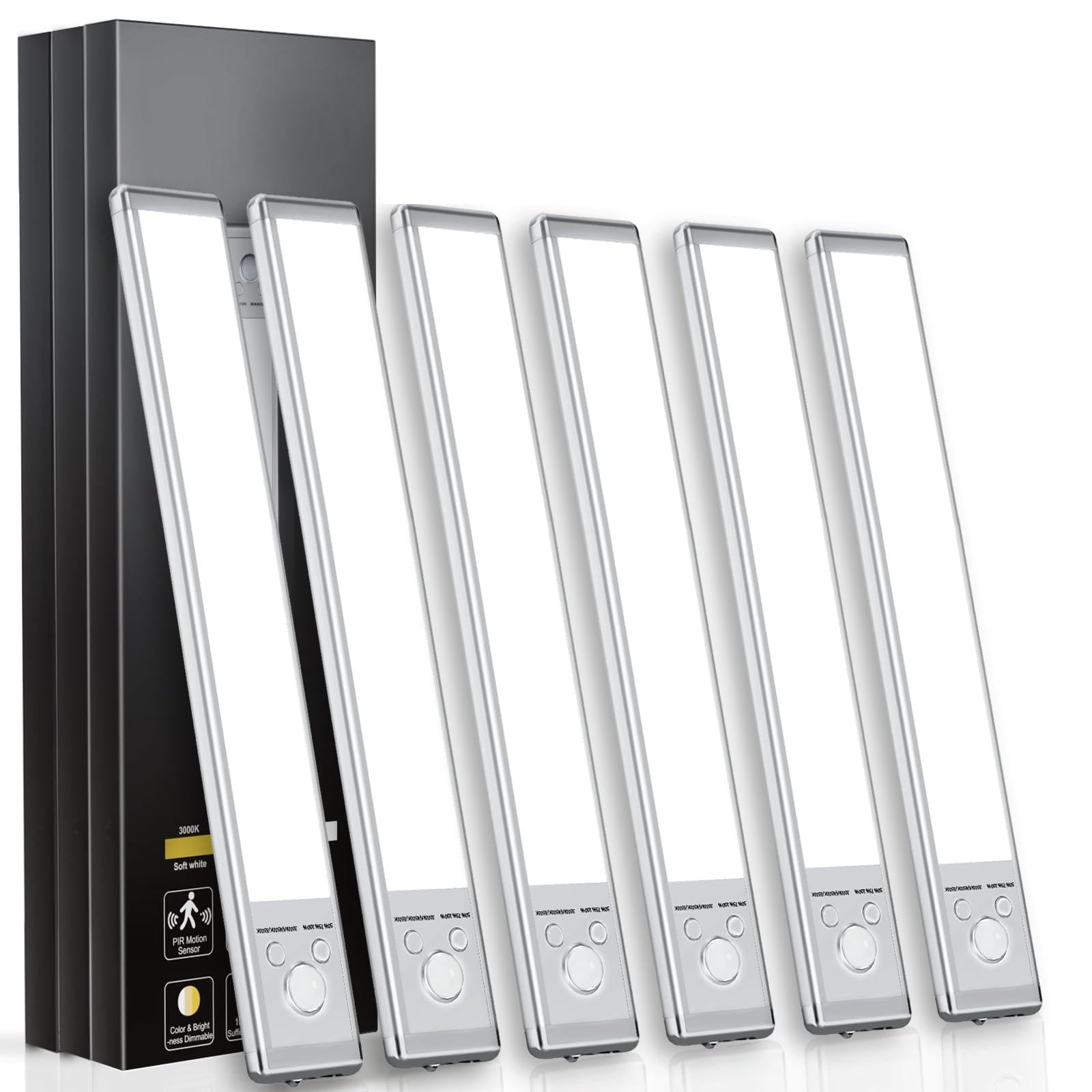 Photo 1 of Under Cabinet Lights,76 LED Operated Motion Sensor Light Indoor,1500mAh USB Rechargeable Closet Lights, 6 Pack Magnetic Dimmable Closet Lights?Wireless Under Counter Lights for Kitchen, Stairs.