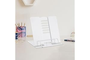 MSDADA Small Desk Book Stand Metal Reading Rest Book Holder Adjustable Cookbook Documents Holder Portable Sturdy Bookstands f