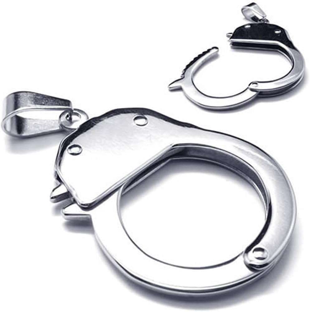 KONOV 18" Stainless Steel Handcuff Pendant Mens Necklace, Silver, 18