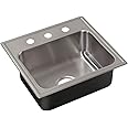Just Manufacturing SL-ADA-1921-A-GR-3-5-5-DCR Single Bowl ADA Drop-in Sink, Silver