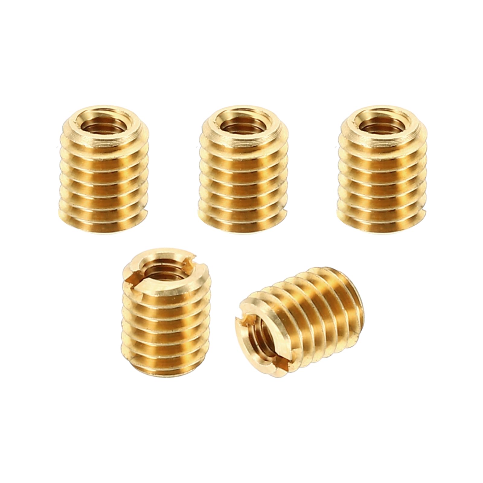 PATIKIL Brass Threaded Repair Insert Nut, 5 Pcs M5x0.8 Male to M3x0.7 Female Thread Sleeve Inserts Reducing Nut Adapter Reducer Screw Sleeves 6mm