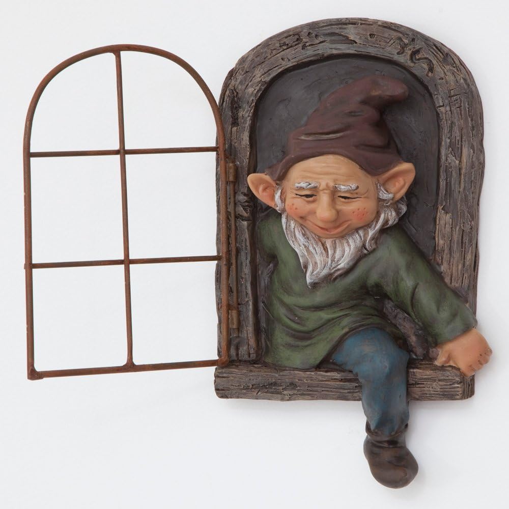 Bits and Pieces - Elf Out The Door Tree Hugger - Garden Peeker Yard Art - Whimsical Tree Sculpture Garden Decoration : Garden & Outdoor