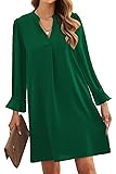 JOCAFIYE Womens Dresses V-Neck Long Sleeve Dress