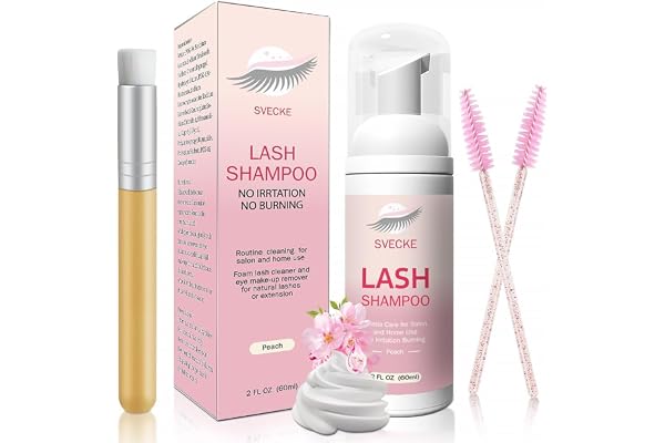 SVECKE Lash Shampoo Kit Eyelash Extension Cleanser, Eyelash Shampoo for Lash Extensions, Lash Cleaner Eyelid Foam Cleaning Ki