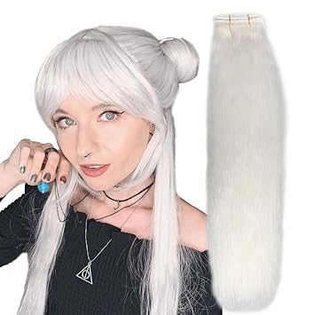 Amazon Com Yonna Yak Straight Hair White Color Hair Extensions