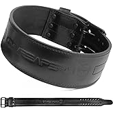 Gymreapers Weightlifting Belt 6MM Genuine Leather - Double Prong Power Belt Heavy Duty 4-Inch Wide - Strong, Stabilizing Back Support For Deadlifts, Squats Powerlifting