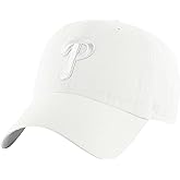 47 Brand MLB White White Primary Logo Clean Up Adjustable Baseball Cap Hat, Adult One Size Fits All