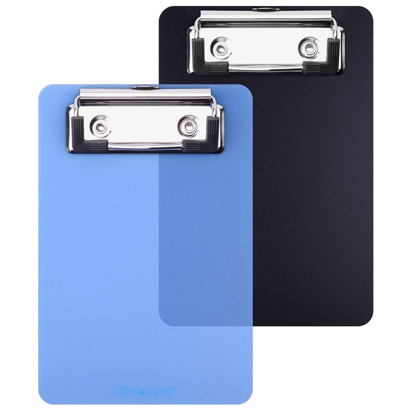 Mini Clipboard, 10x15 cm (4" x 6") Plastic, with Pen Holder for Notepads, Receipts, Pocket Lists, Black/Blue, Pack of 2