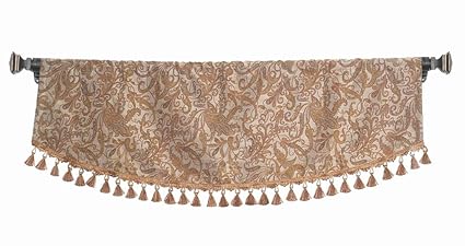 Deco Window Valance with Tassel Trims (Length-49, Width-17) Earth Tone-1 piece