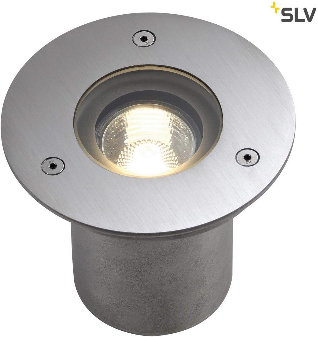 SLV N-TIC PRO GU10 Ground recessed Spotlight, Round, Satin Stainless Steel 316, max. 35W, IP67, Silvergrey